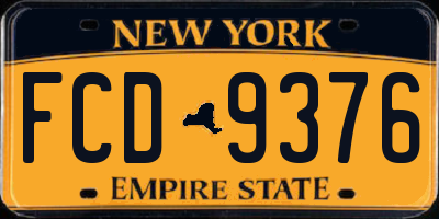 NY license plate FCD9376