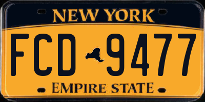 NY license plate FCD9477