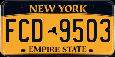 NY license plate FCD9503