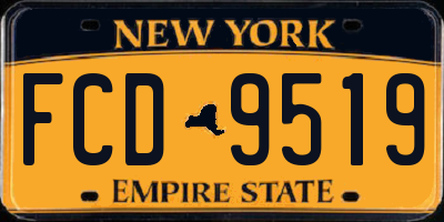 NY license plate FCD9519