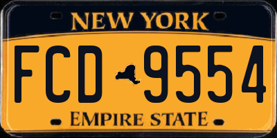 NY license plate FCD9554