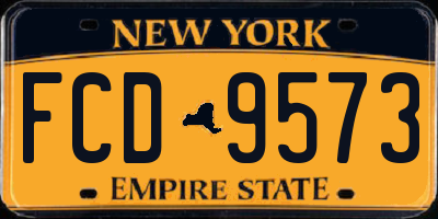 NY license plate FCD9573