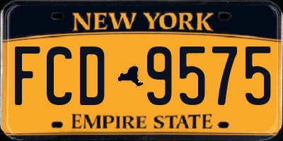 NY license plate FCD9575
