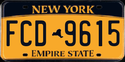 NY license plate FCD9615