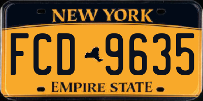NY license plate FCD9635