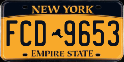 NY license plate FCD9653