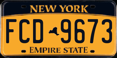 NY license plate FCD9673