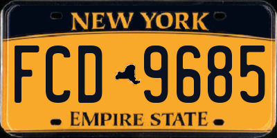 NY license plate FCD9685