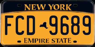 NY license plate FCD9689