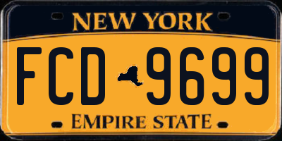 NY license plate FCD9699