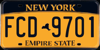 NY license plate FCD9701