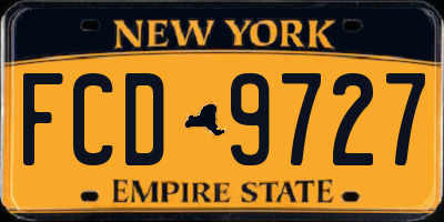 NY license plate FCD9727