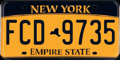 NY license plate FCD9735