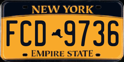 NY license plate FCD9736
