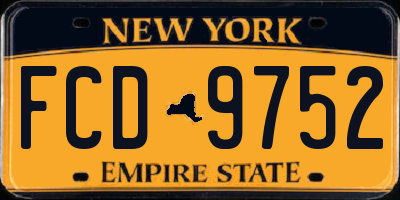 NY license plate FCD9752