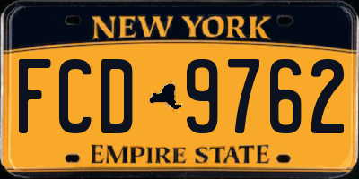 NY license plate FCD9762