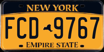 NY license plate FCD9767