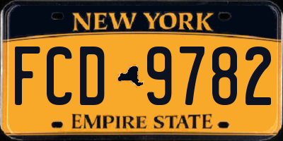 NY license plate FCD9782