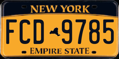 NY license plate FCD9785