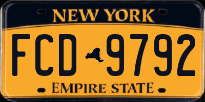 NY license plate FCD9792