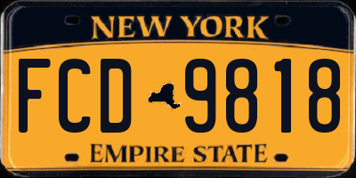 NY license plate FCD9818