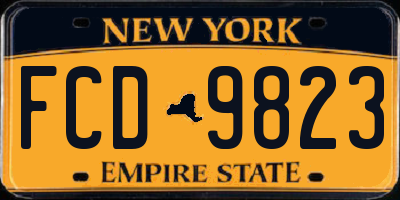 NY license plate FCD9823