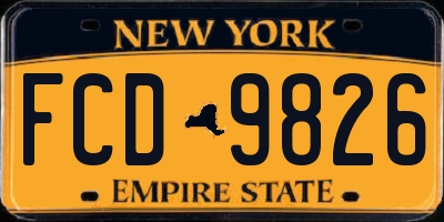 NY license plate FCD9826