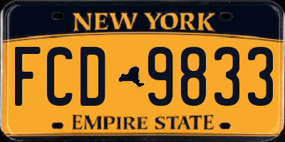 NY license plate FCD9833