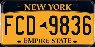 NY license plate FCD9836