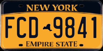 NY license plate FCD9841