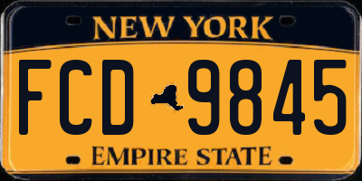 NY license plate FCD9845
