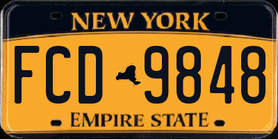 NY license plate FCD9848