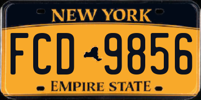 NY license plate FCD9856