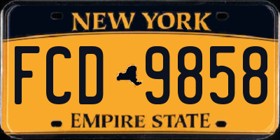 NY license plate FCD9858
