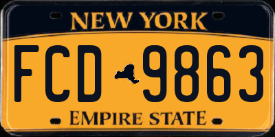 NY license plate FCD9863