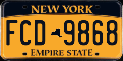 NY license plate FCD9868