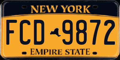 NY license plate FCD9872