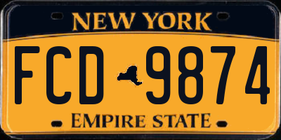 NY license plate FCD9874