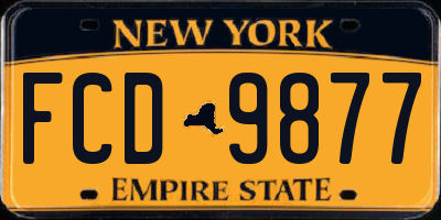 NY license plate FCD9877