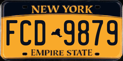 NY license plate FCD9879