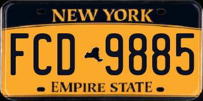NY license plate FCD9885