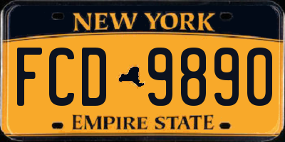 NY license plate FCD9890