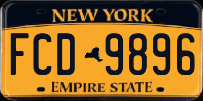 NY license plate FCD9896