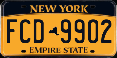 NY license plate FCD9902