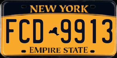 NY license plate FCD9913
