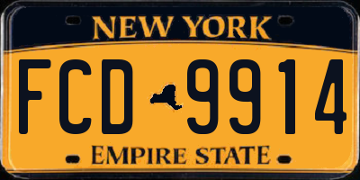 NY license plate FCD9914