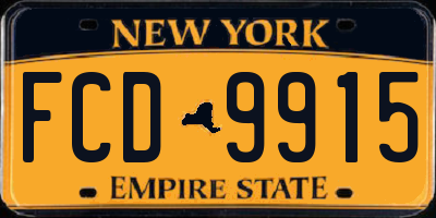 NY license plate FCD9915
