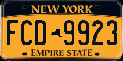 NY license plate FCD9923