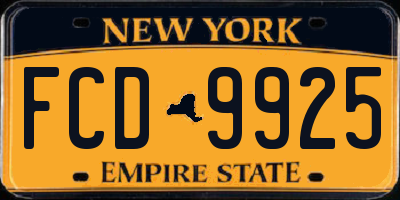 NY license plate FCD9925