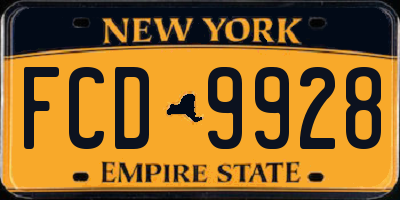 NY license plate FCD9928